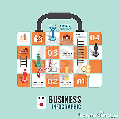 Business board game concept infographic step to successful. Vector Illustration