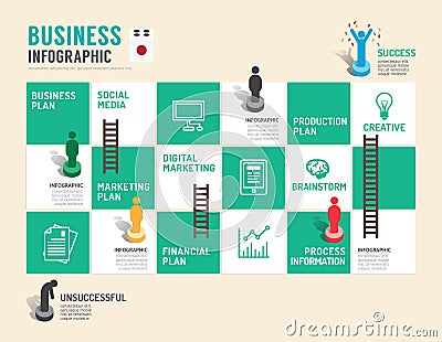 Business board game concept infographic step to successful. Vector Illustration