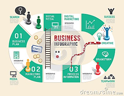 Business board game concept infographic step to successful. Vector Illustration