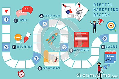 Business board game,Step to digital marketing infographic - Vector Vector Illustration