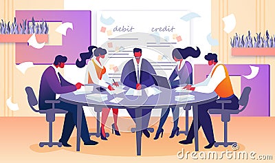 Business Board Meeting of Director and Employees Vector Illustration