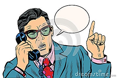 Business boss talking on the phone Vector Illustration