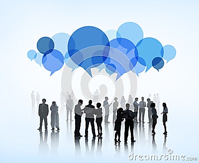 Business brain storming with speech bubble Stock Photo