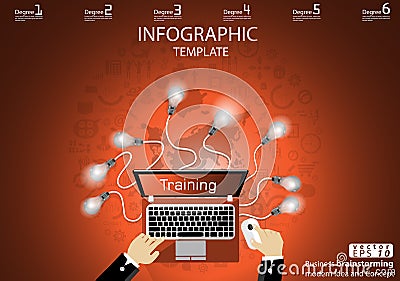 Business brainstorming modern Idea and Concept Technology Communication Vector illustration Infographic template with Laptop,icon. Vector Illustration