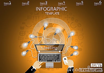 Business brainstorming modern Idea and Concept Technology Communication Vector illustration Infographic template with Laptop,icon. Vector Illustration