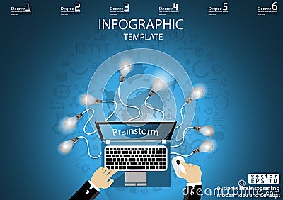 Business brainstorming modern Idea and Concept Technology Communication Vector illustration Infographic template with Laptop,icon. Vector Illustration