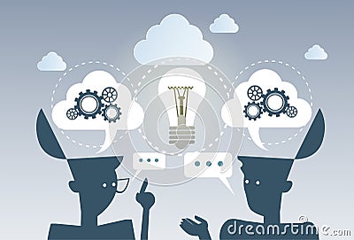 Business Brainstorming Process New Idea Cog Wheel Work Together Project Strategy Concept Vector Illustration