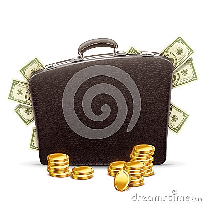 Business briefcase full of money Vector Illustration