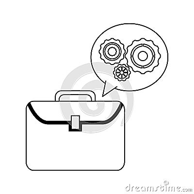 Business briefcase symbol black and white Vector Illustration