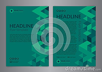 Business brochure flyer design layout template, size A4, with triangle pattern. Modern Backgrounds. Vector Illustration