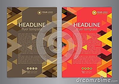 Business brochure flyer design layout template, size A4, with triangle pattern. Modern Backgrounds. Vector Illustration