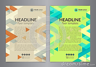 Business brochure flyer design layout template, size A4, with triangle pattern. Modern Backgrounds. Vector Illustration