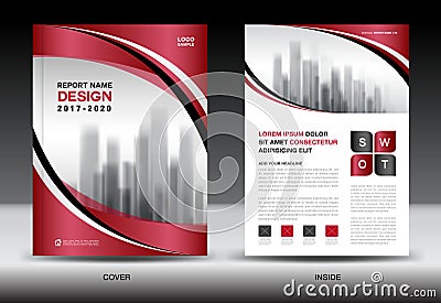 Business Brochure flyer template, Red cover design Vector Illustration