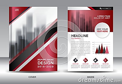 Business Brochure flyer template, red cover design Vector Illustration