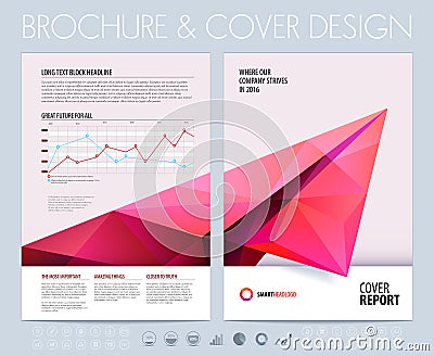 Business brochure with polygonal plane. Vector illustration. Vector Illustration