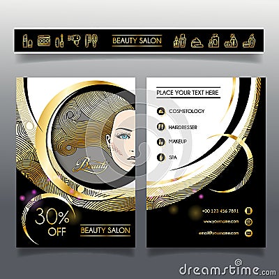 Business brochure-template for beauty salons and hairdressing_1 Vector Illustration