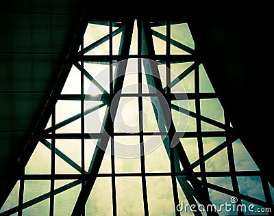 Business building interior, sunburst over building roof,structure pattern Stock Photo