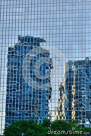 Skyscrapers of Toronto, Canada reflected in glass building Stock Photo