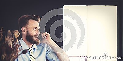 Business Businessman Concentrate Strategy Creative Concept Stock Photo