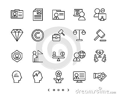Business and businessman line icons set Vector Illustration