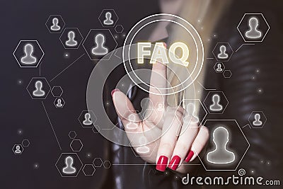 Business button FAQ connection signal web sign Stock Photo