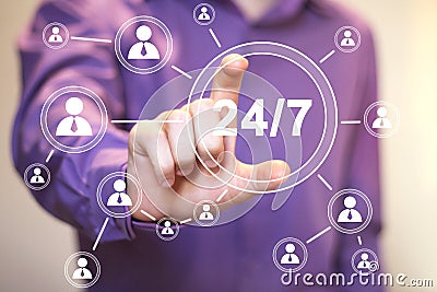 Business button web 24 hours service sign Stock Photo