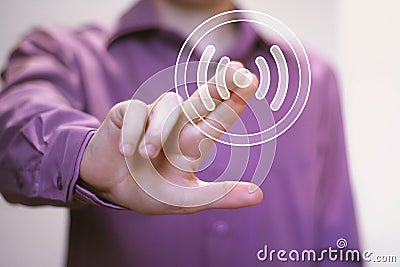 Business button Wifi web connection signal icon Stock Photo