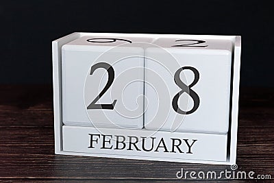 Business calendar for February, 28th day of the month. Planner organizer date or events schedule concept Stock Photo
