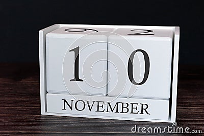 Business calendar for November, 10th day of the month. Planner organizer date or events schedule concept Stock Photo