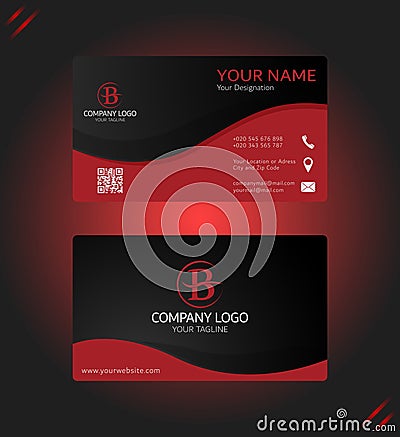 Professional Black and red business card template Vector Illustration