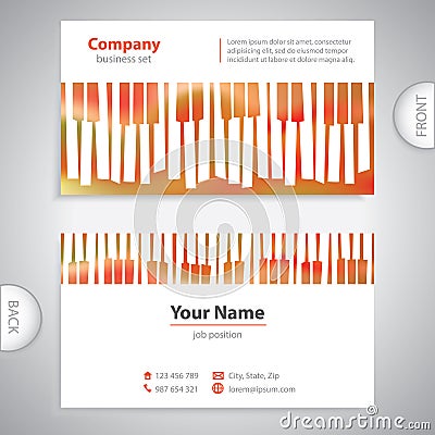 Business card - abstract musical piano keys Vector Illustration