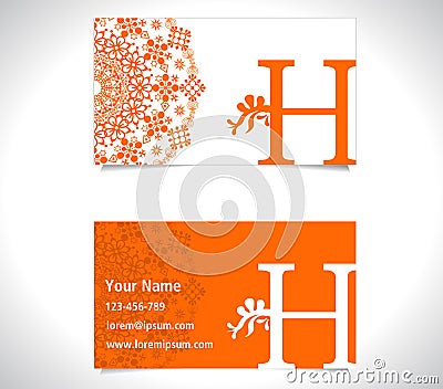 Business card with alphabet letter H, creative H letter logo concept Vector Illustration
