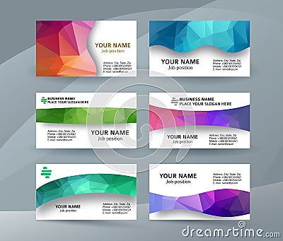 Business card background blue triangle mosaic horizontal templates08 Vector Illustration