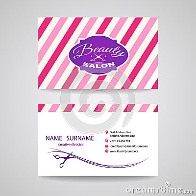 Business card beauty salon - pink tone vector design Vector Illustration