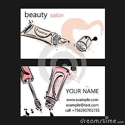 Business card of beauty salon Vector Illustration