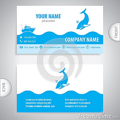 Business card - Big whale - symbol sea Stock Photo