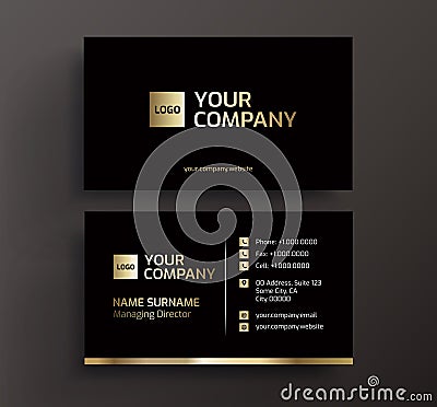 Business card black and gold vector Vector Illustration