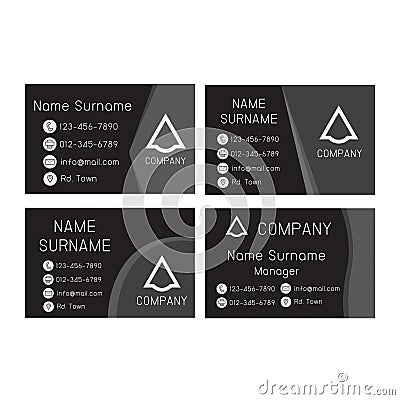 Business card black and gray set Vector Illustration
