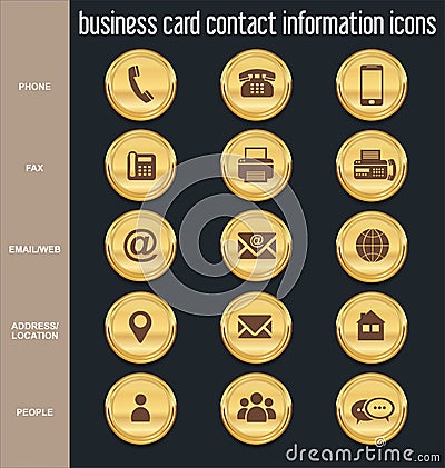 Business card contact information icons collection Vector Illustration