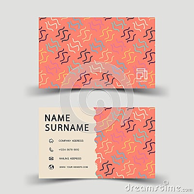 Business card design. With abstract pattern. Vector Illustration