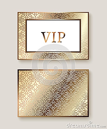 Business card with gold metal pattern Vector Illustration