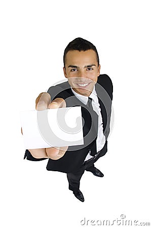 Business card in the hand of business man Stock Photo