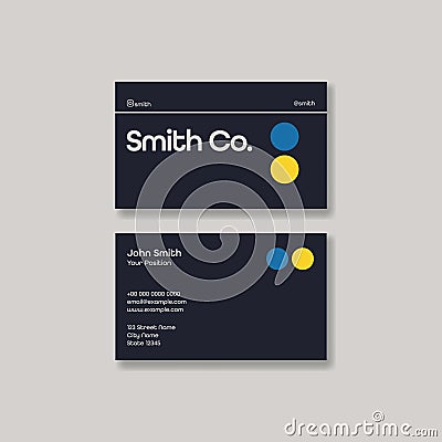 Business card layout, vector template. Modern minimal design style, corporate stationery. Editable print handout. Vector Illustration