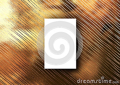 Business card mock-up template with gold crooked line pattern ba Stock Photo