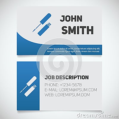 Business card print template with lip gloss logo Vector Illustration