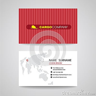 Business card red container vector background for cargo or shipping company Vector Illustration