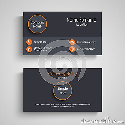 Business card with round elements in gray orange design Vector Illustration