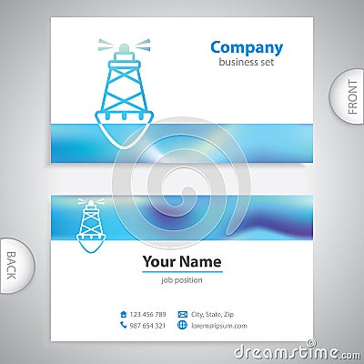 Business card - Sea buoys - marine buoy - maritime symbols Vector Illustration