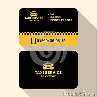 Business card taxi driver, flat modern trendy Vector Illustration