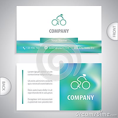 Bicycle and cyclist symbol. Concept for bicycle service. Business card template. Vector Illustration